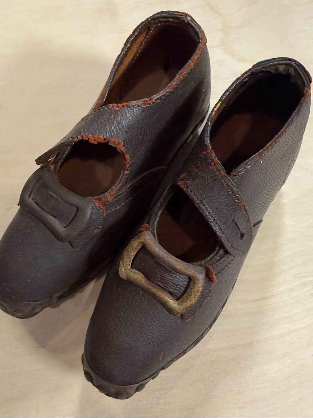 Vintage 1900’s Handmade Boys Clogs/Tap Shoes Leather With Wooden Bottom